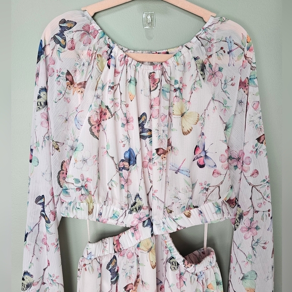 Steve Madden Cadi Cutout Midi Dress, Floral Butterfly Print, Size XS, NWOT! - Picture 7 of 13